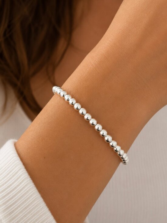 Jewelry - 925 Sterling Silver Bead Bracelet 4 mm Ball Bracelet Small Bracelet 7 inch
